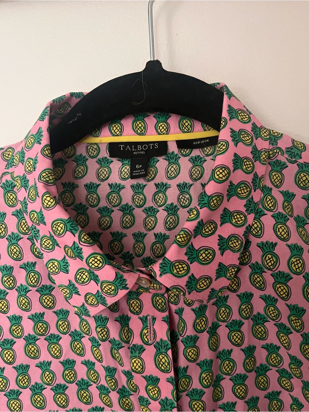 Talbots Pink Pineapple-Print Button-Down Shirt